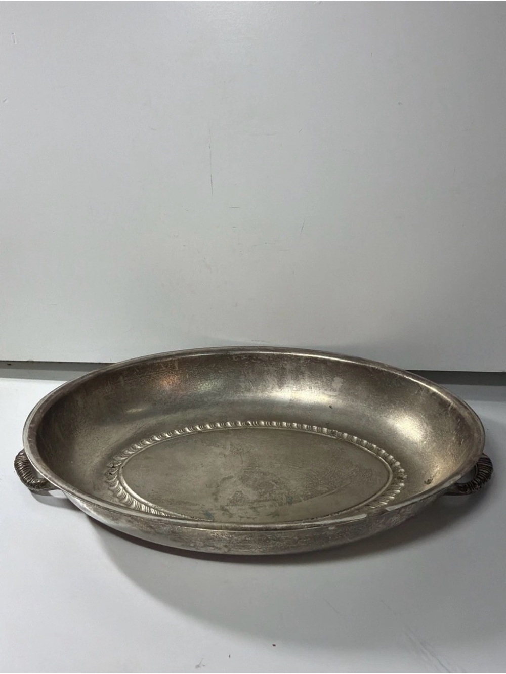 Vintage Silver-Toned Serving Platter - Decorative Home Kitchen Tray